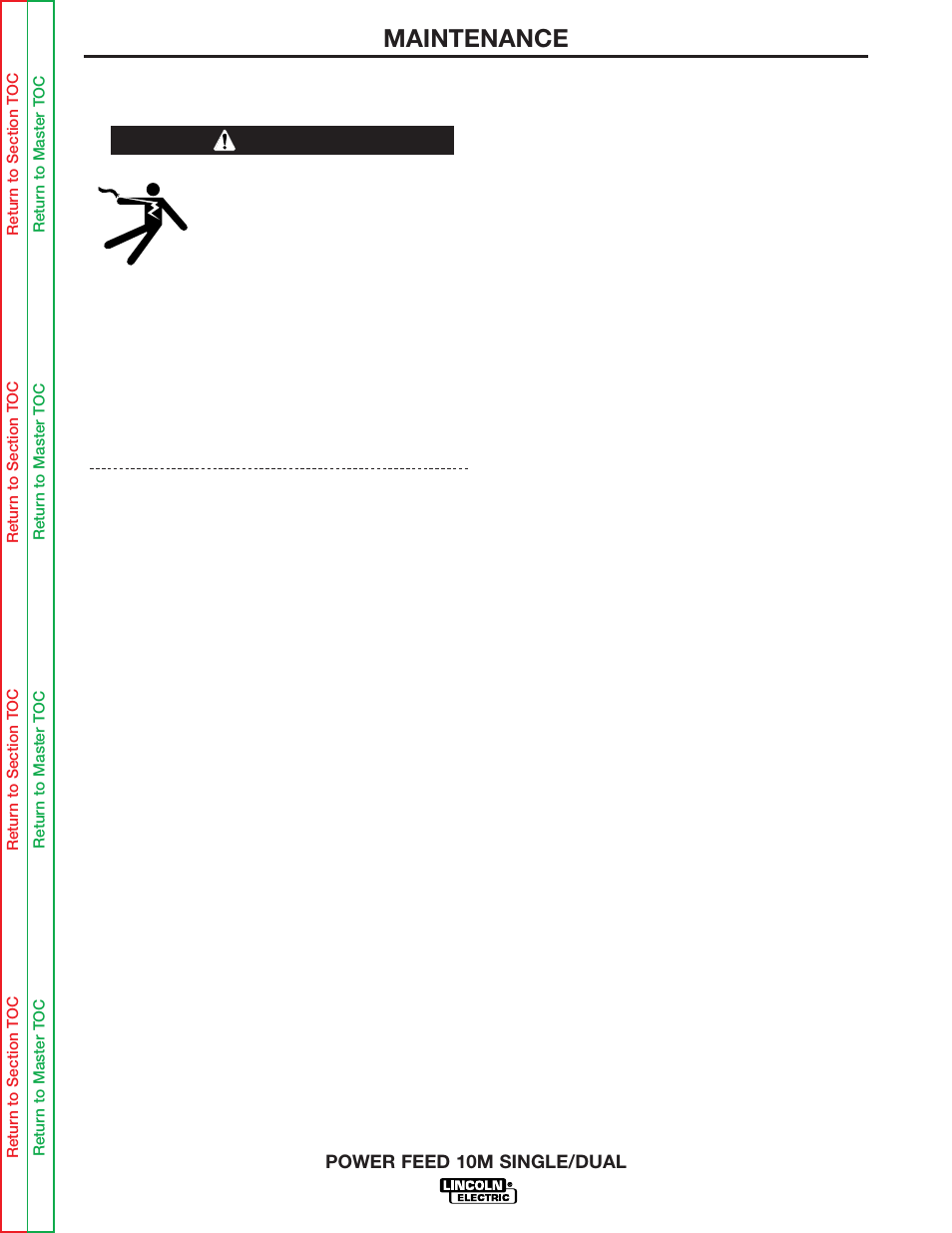 Maintenance, Warning | Lincoln Electric POWER FEED 10M SINGLE/DUAL SVM172-A User Manual | Page 54 / 151