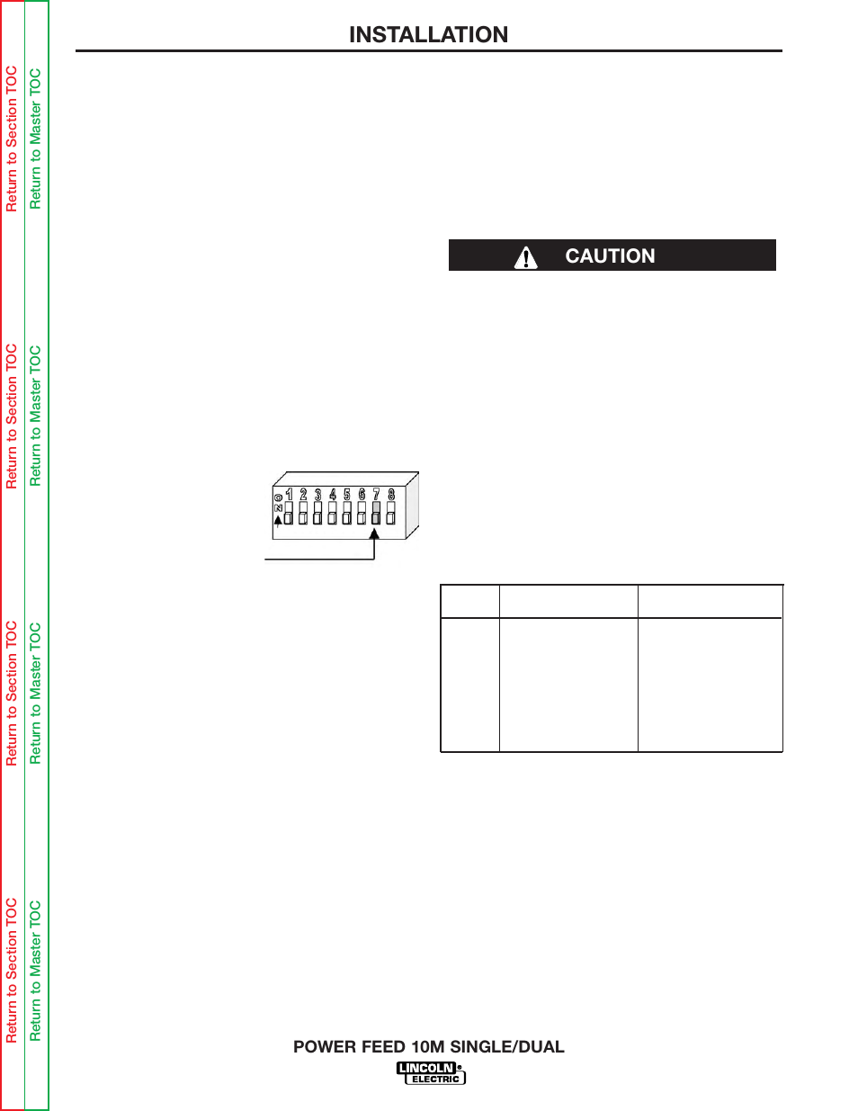 Installation, Voltage sensing, Caution | Lincoln Electric POWER FEED 10M SINGLE/DUAL SVM172-A User Manual | Page 61 / 151