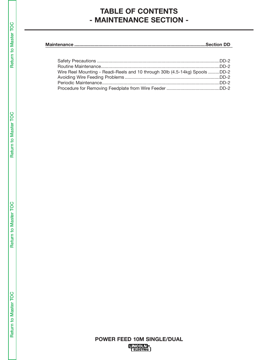 Section dd - maintenance | Lincoln Electric POWER FEED 10M SINGLE/DUAL SVM172-A User Manual | Page 97 / 151