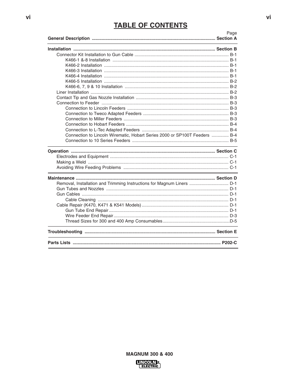 Lincoln Electric Magnum 300 and 400 GMA Gun & Cable Assemblies K2286-1 User Manual | Page 7 / 29
