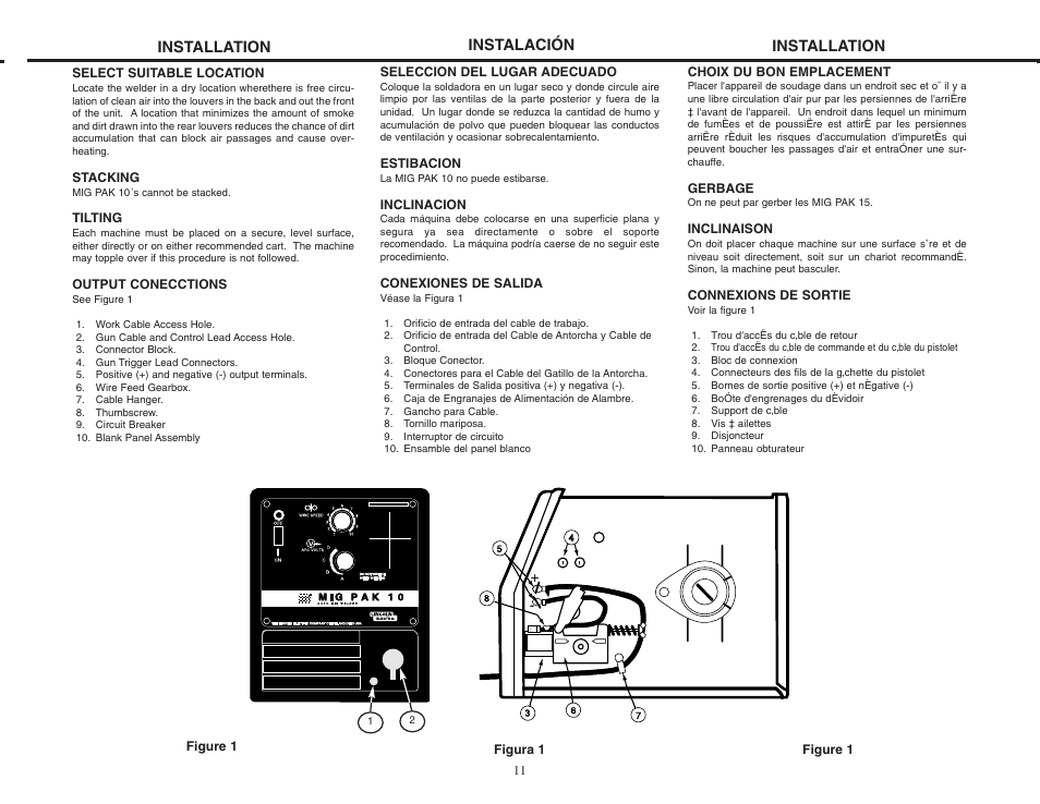 Installation instalación installation | Lincoln Electric MIG-PAK 10 User Manual | Page 11 / 64