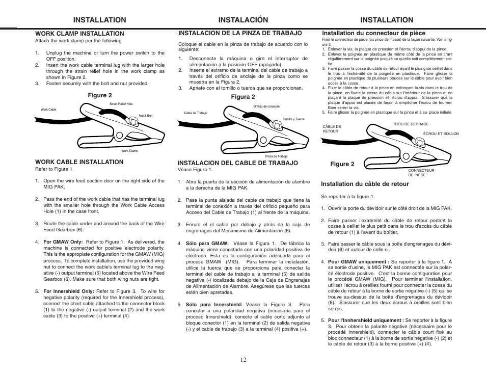 Installation instalación installation | Lincoln Electric MIG-PAK 10 User Manual | Page 12 / 64