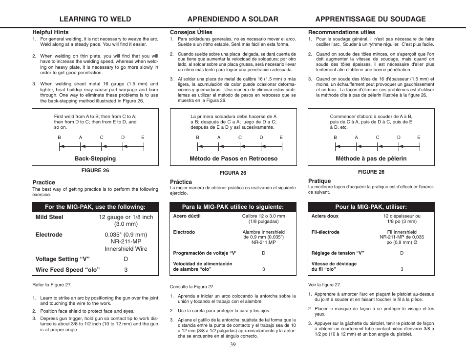 Lincoln Electric MIG-PAK 10 User Manual | Page 39 / 64