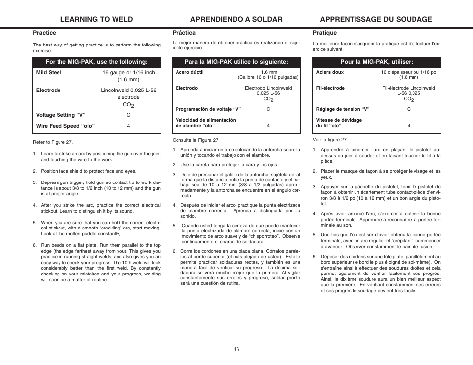 Lincoln Electric MIG-PAK 10 User Manual | Page 43 / 64