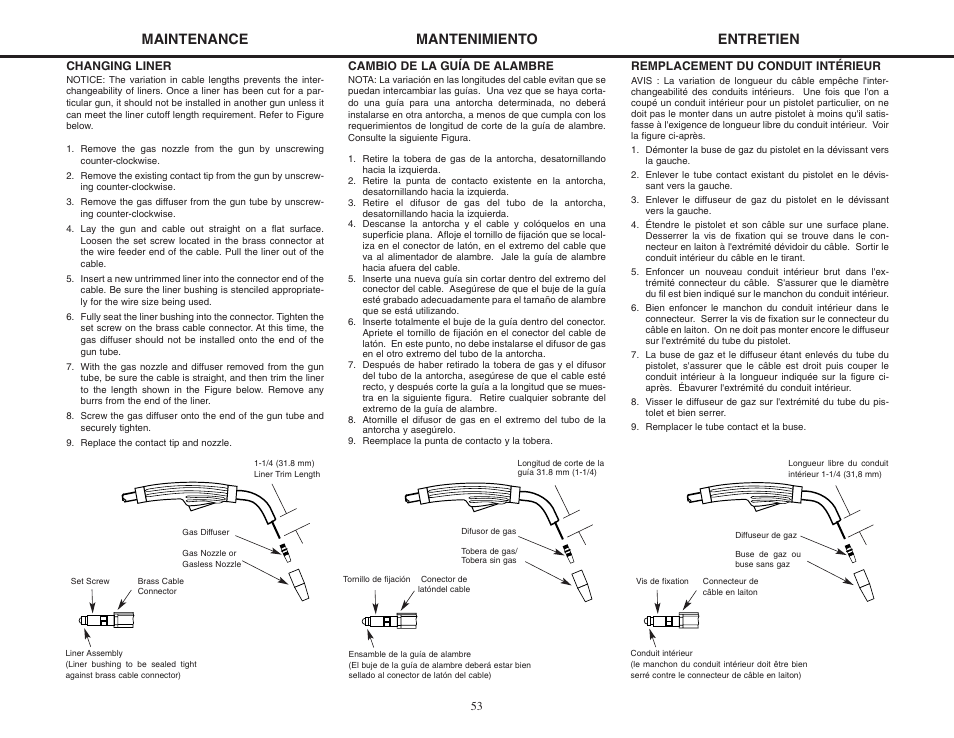 Maintenance, Mantenimiento entretien | Lincoln Electric MIG-PAK 10 User Manual | Page 53 / 64