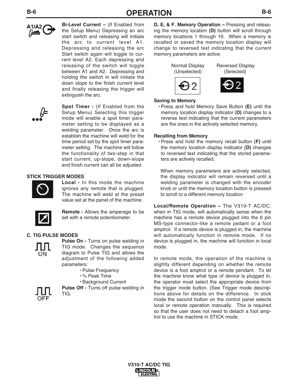 Operation | Lincoln Electric INVERTEC IM958 User Manual | Page 21 / 38