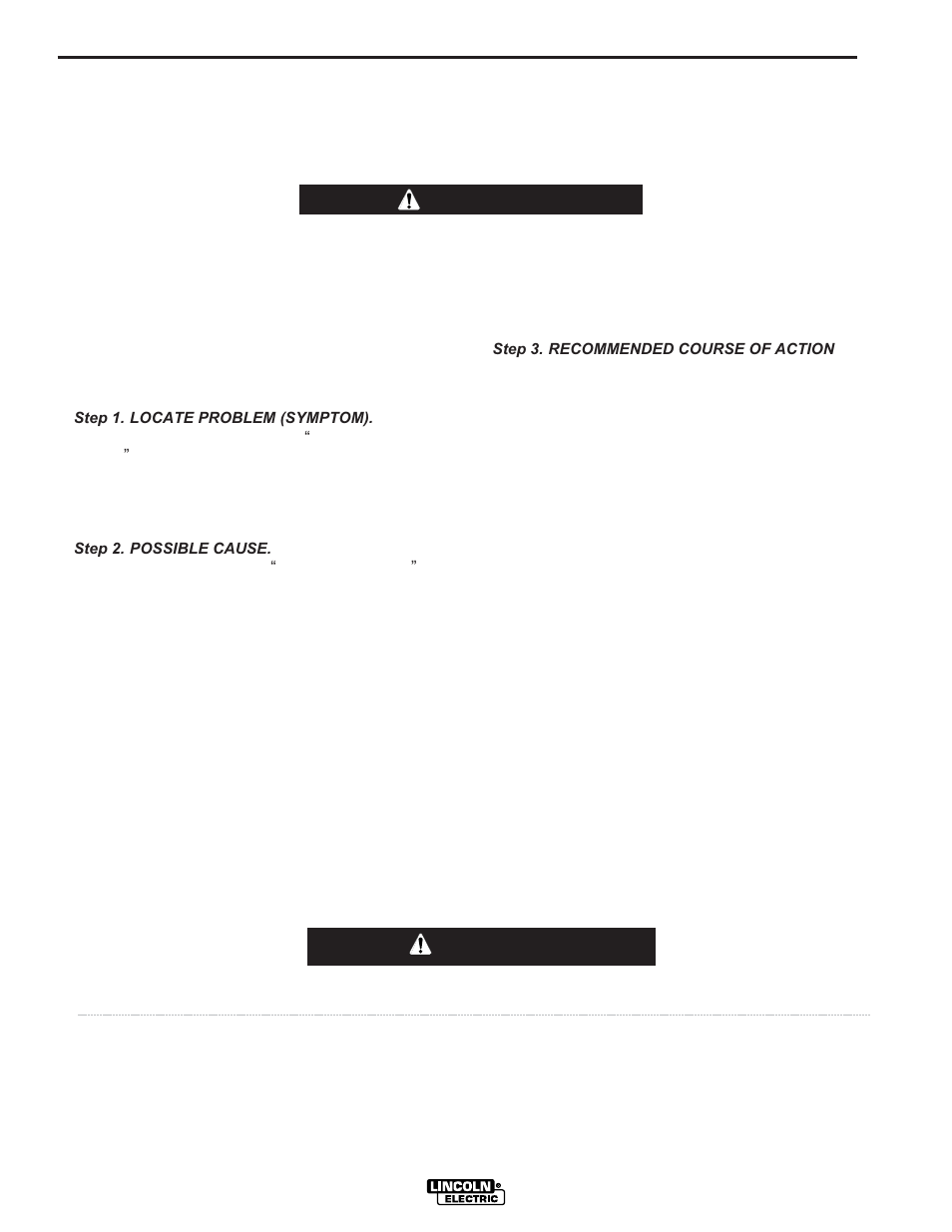 Troubleshooting, How to use troubleshooting guide, Warning | Caution | Lincoln Electric IM795 User Manual | Page 30 / 39