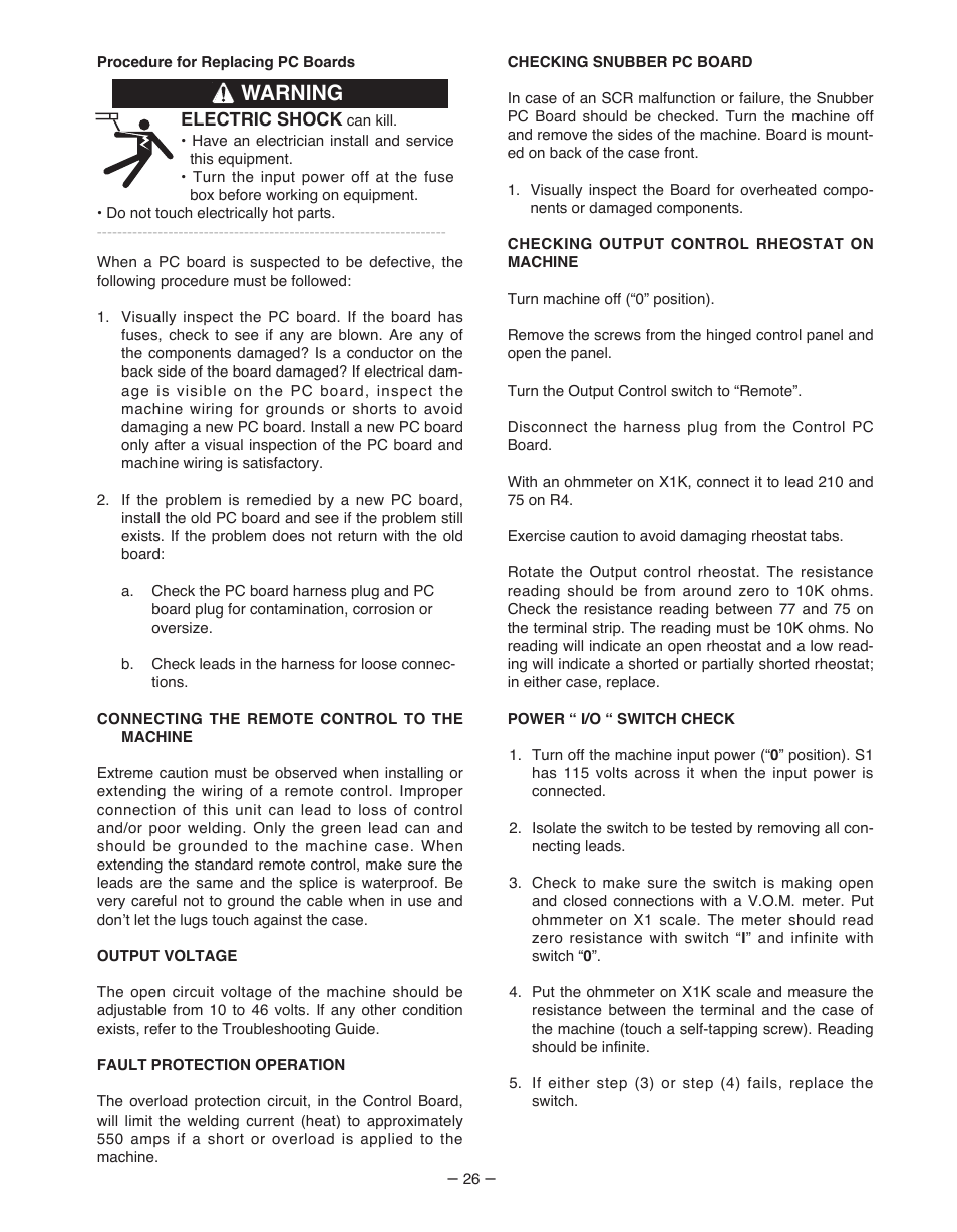 Warning | Lincoln Electric IM481-B User Manual | Page 26 / 35