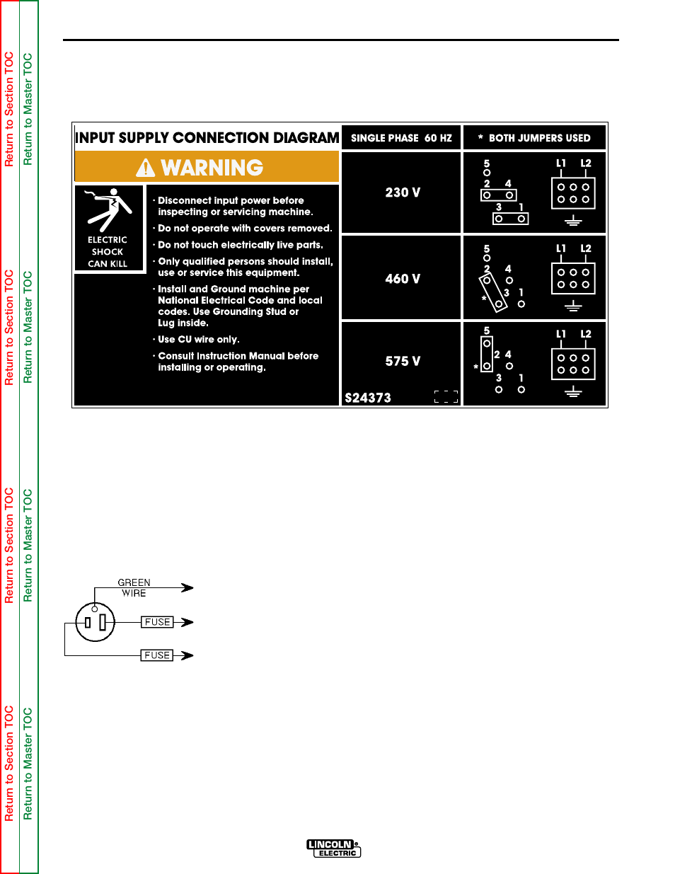 Triple voltage machine input connections, Output polarity connections, Voltage machines and figure a.2 | Installation | Lincoln Electric POWER MIG SVM157-A User Manual | Page 11 / 91