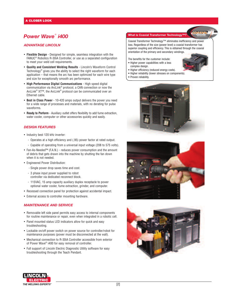 Power wave, I400 | Lincoln Electric i400 User Manual | Page 2 / 8