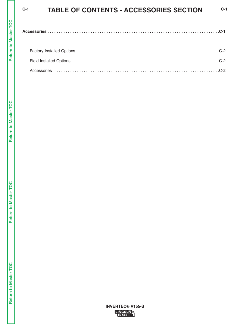 Section c - accessories | Lincoln Electric V155-S User Manual | Page 19 / 78