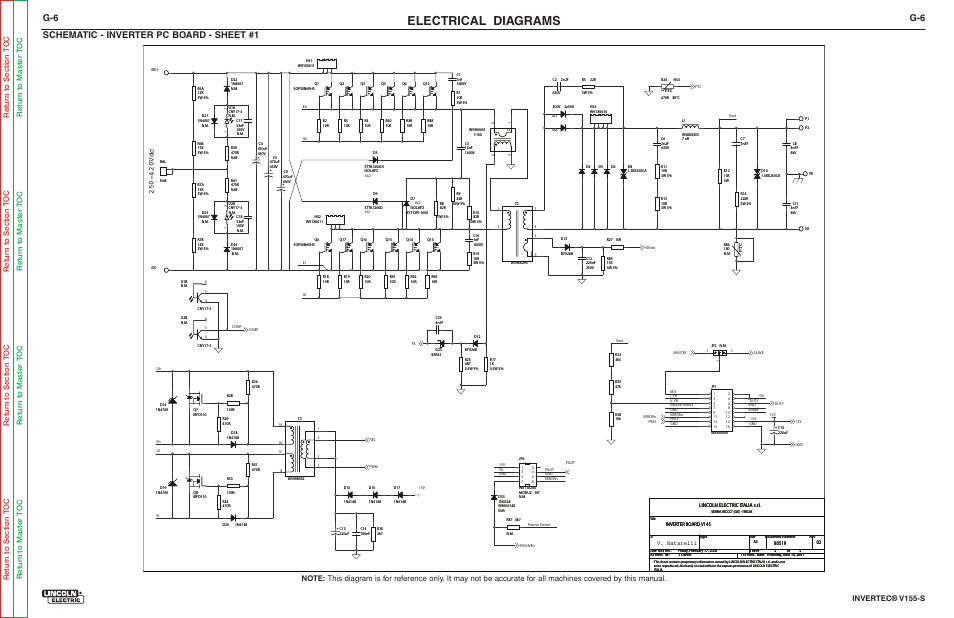 Electrical diagrams, Schematic - inverter pc board - sheet #1, Invertec® v155-s | 420vdc | Lincoln Electric V155-S User Manual | Page 72 / 78