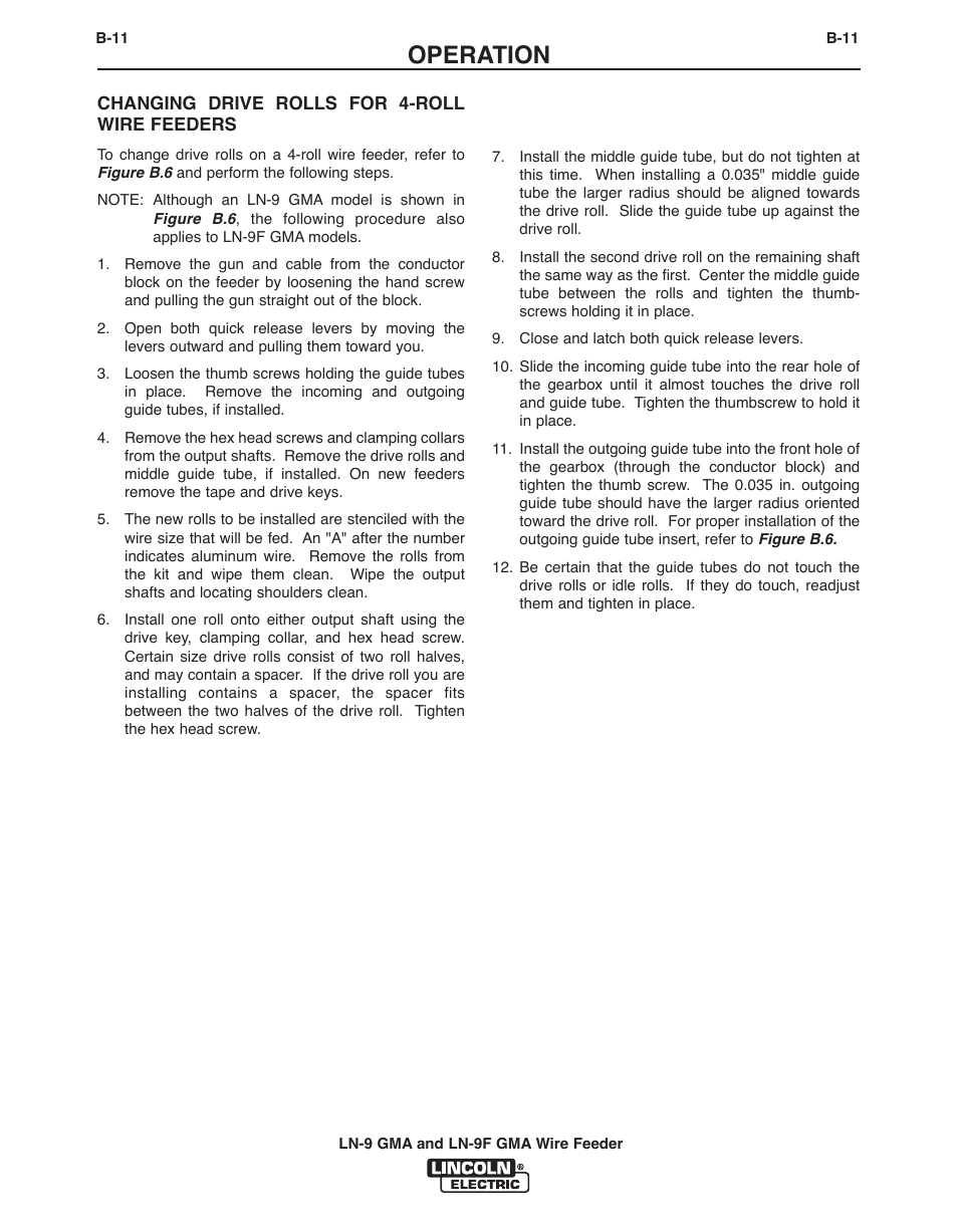 Operation | Lincoln Electric IM355-C LN-9 GMA User Manual | Page 34 / 70