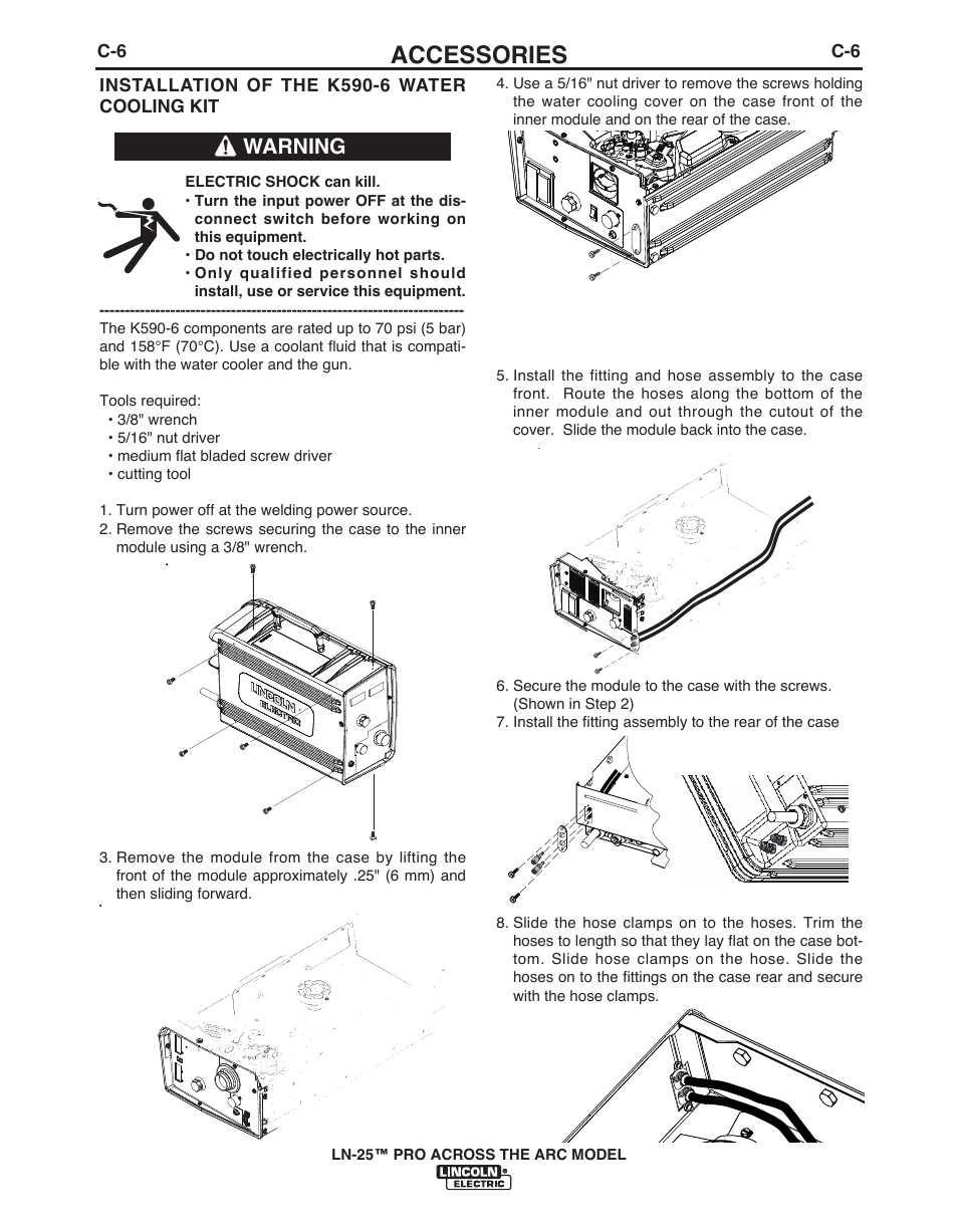 Accessories, Warning | Lincoln Electric LN-25 PRO IM901-A User Manual | Page 31 / 44