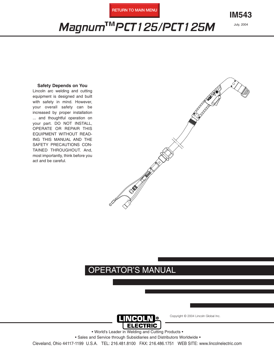 Lincoln Electric MAGNUM PCT125M User Manual | 25 pages