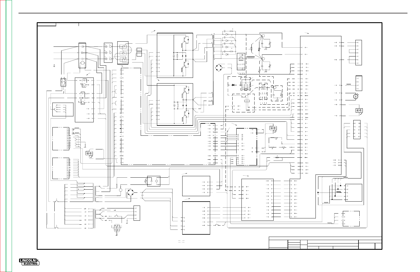 Electrical diagrams, Control board, Switch board #1 (left) | Dc bus bd, Switch board #2 (right), Power board, Feed hd bd gateway bd, Volt sense bd, G4211, G4 21 1 | Lincoln Electric POWER WAVE SVM173-A User Manual | Page 138 / 165