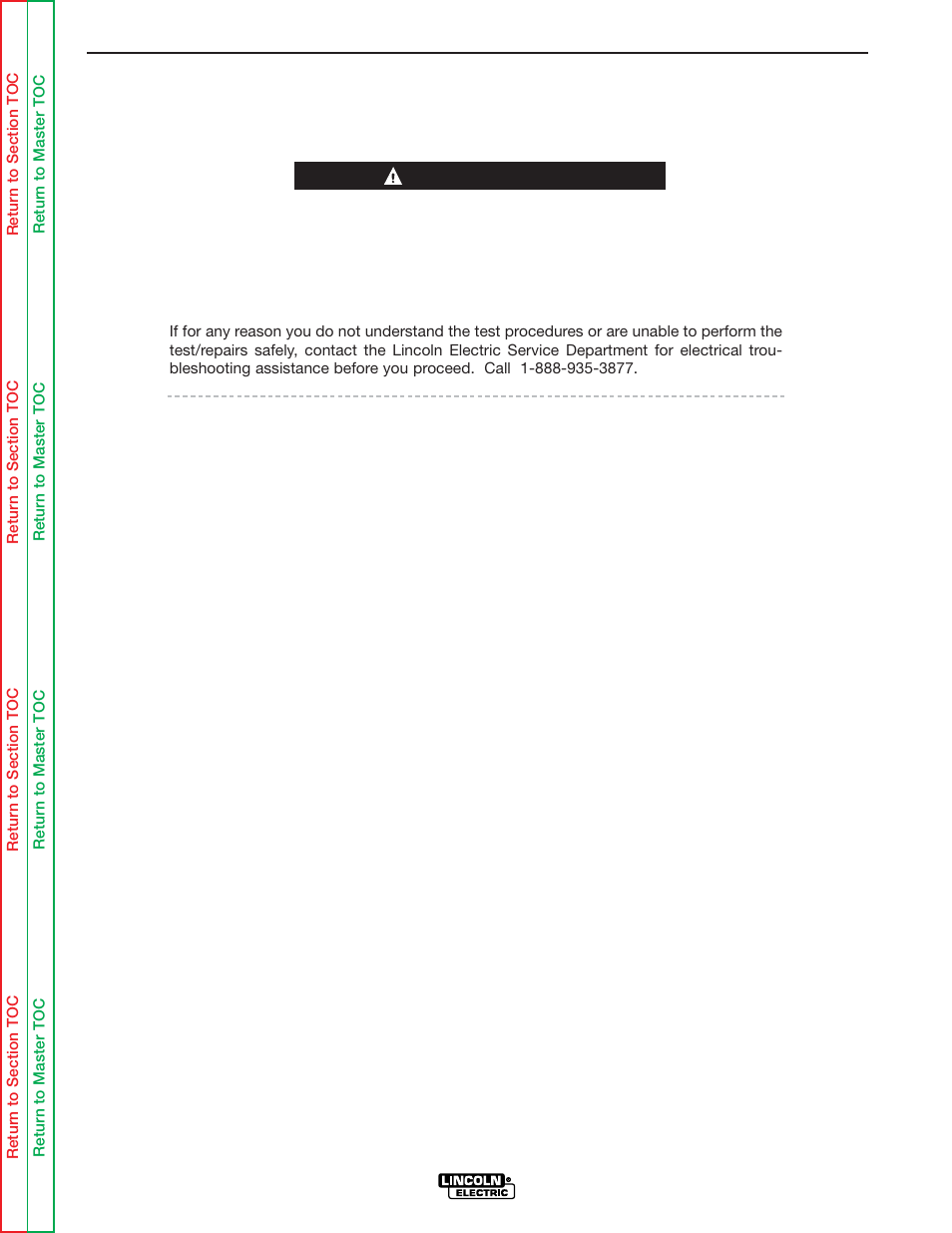 Input contactor, Test, Troubleshooting & repair | Input contactor test warning | Lincoln Electric POWER WAVE SVM173-A User Manual | Page 65 / 165