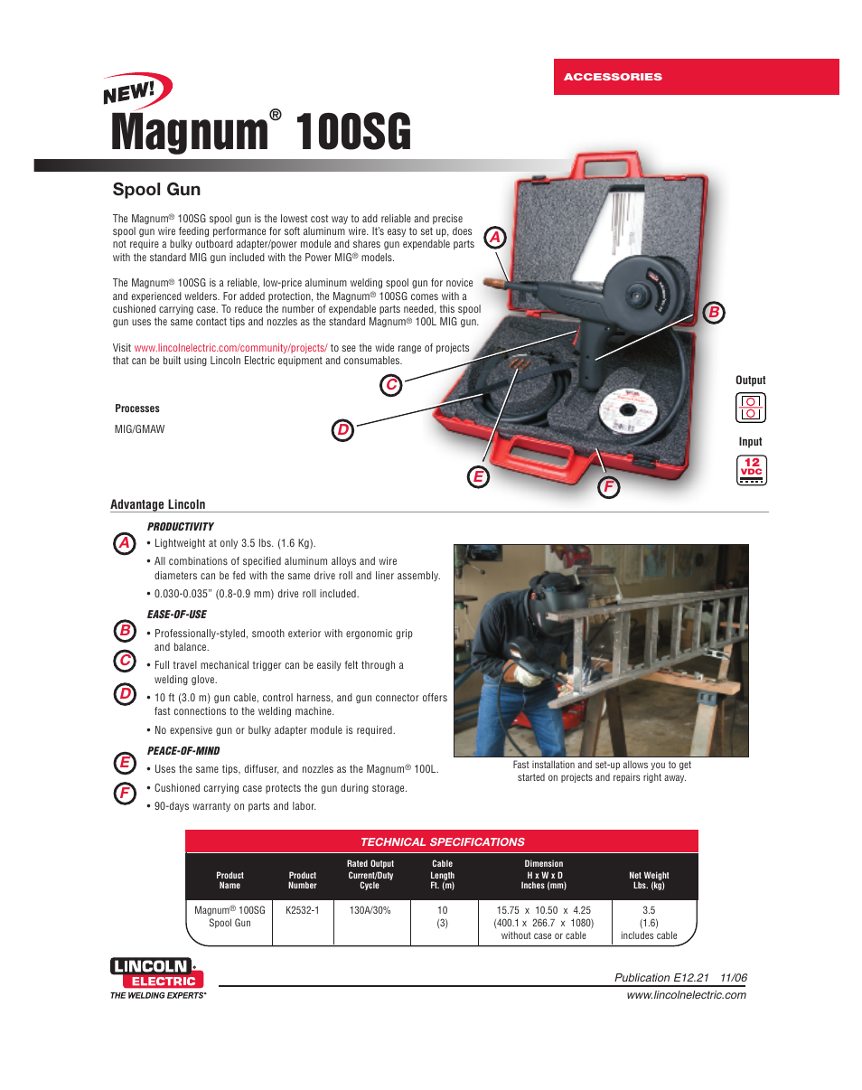 Lincoln Electric Magnum 100SG User Manual | 2 pages