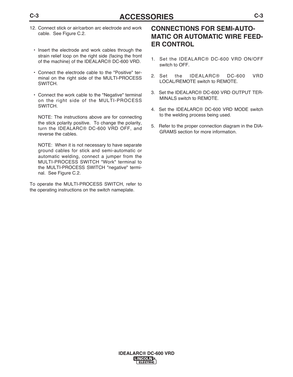 Accessories | Lincoln Electric IDEALARC IM10018-A User Manual | Page 26 / 55