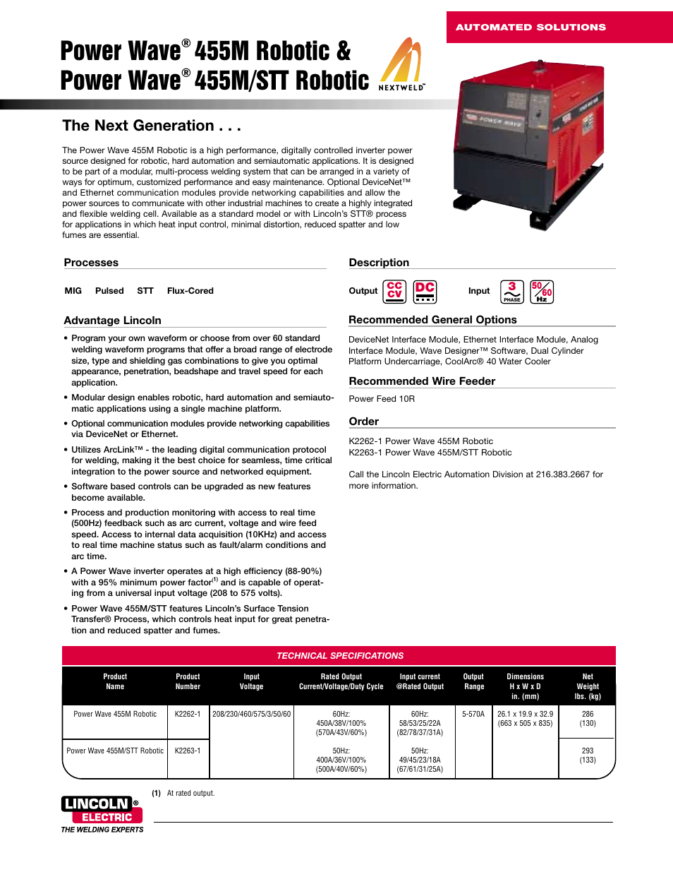 Lincoln Electric Power Wave 455M Robotic User Manual | 8 pages