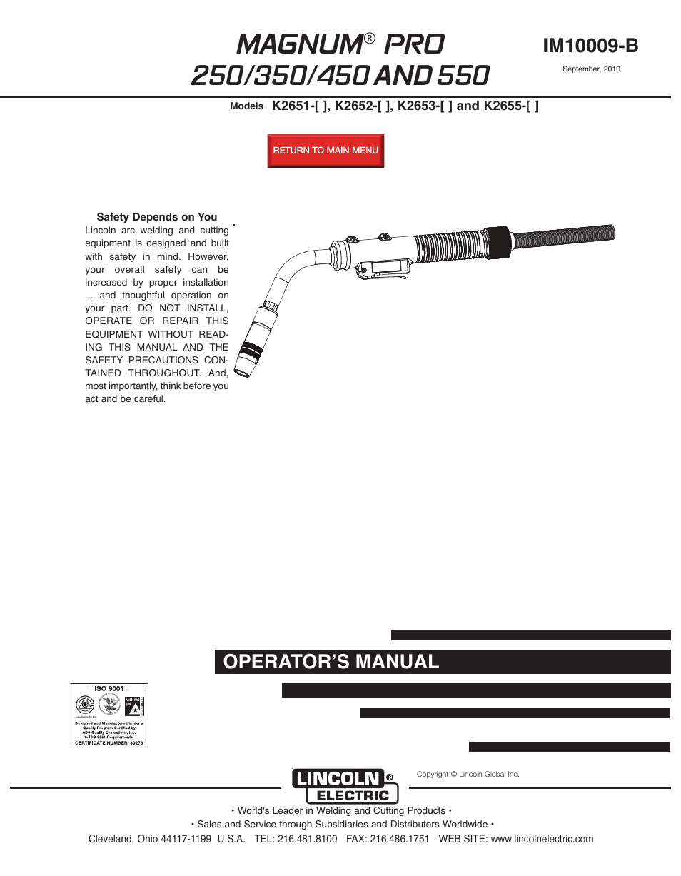 Lincoln Electric MAGNUM 450 User Manual | 27 pages
