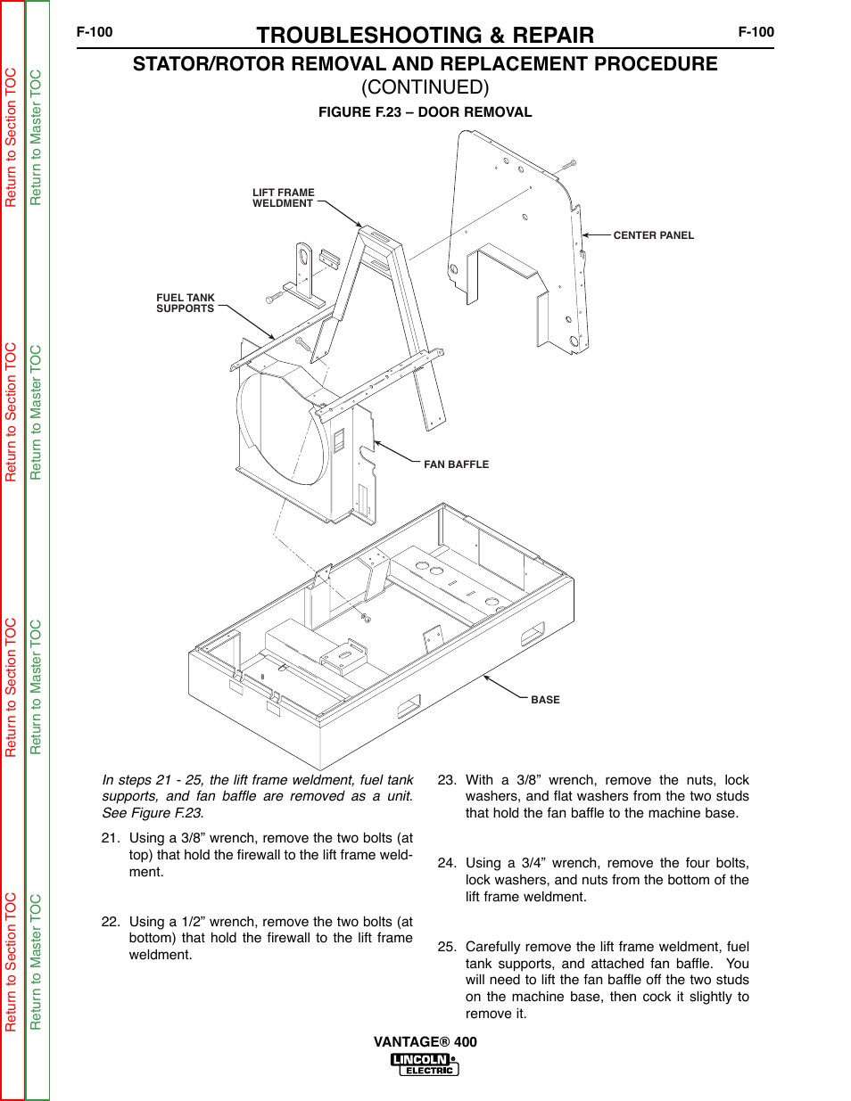 Troubleshooting & repair | Lincoln Electric VANTAGE 400 User Manual | Page 148 / 166