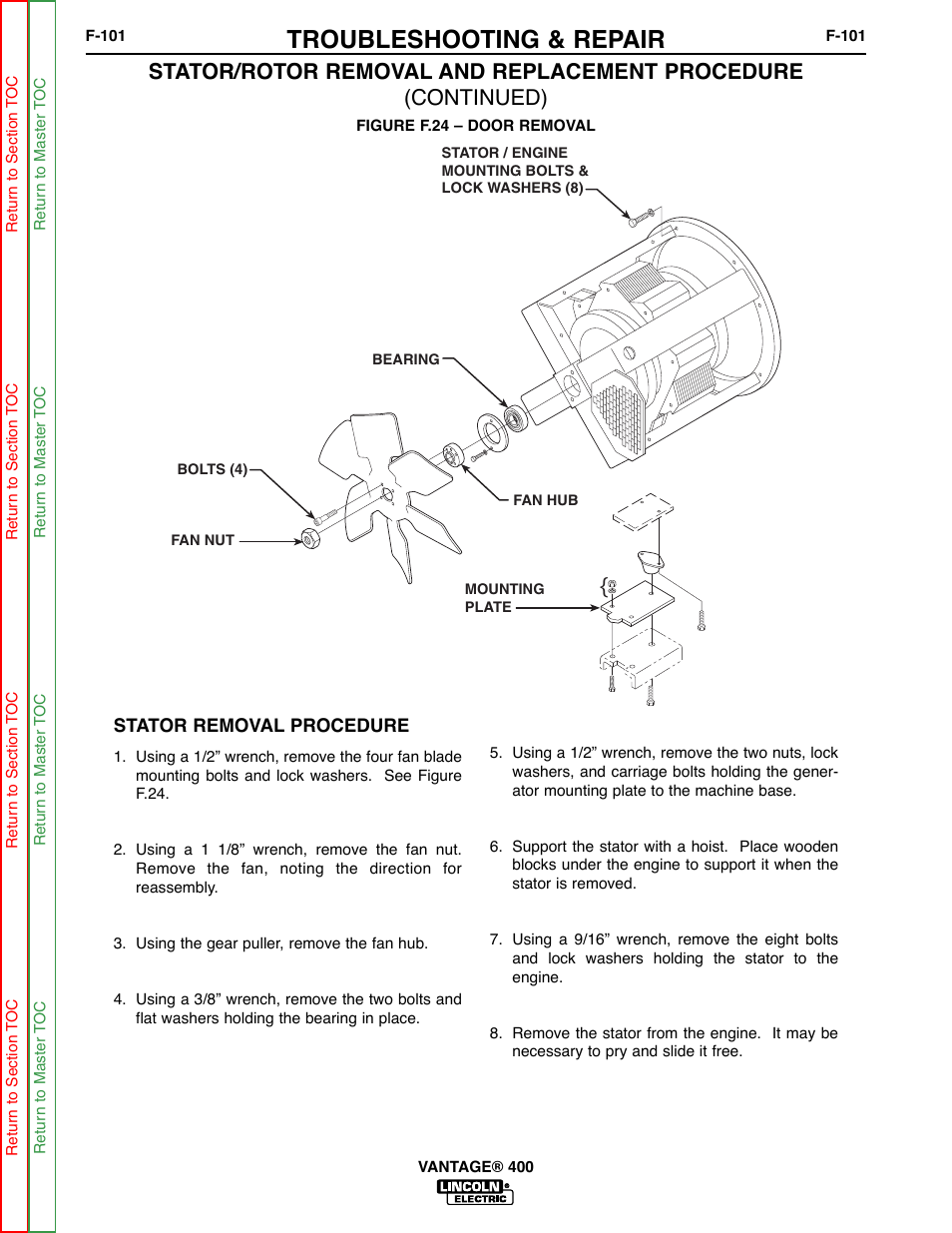 Troubleshooting & repair | Lincoln Electric VANTAGE 400 User Manual | Page 149 / 166