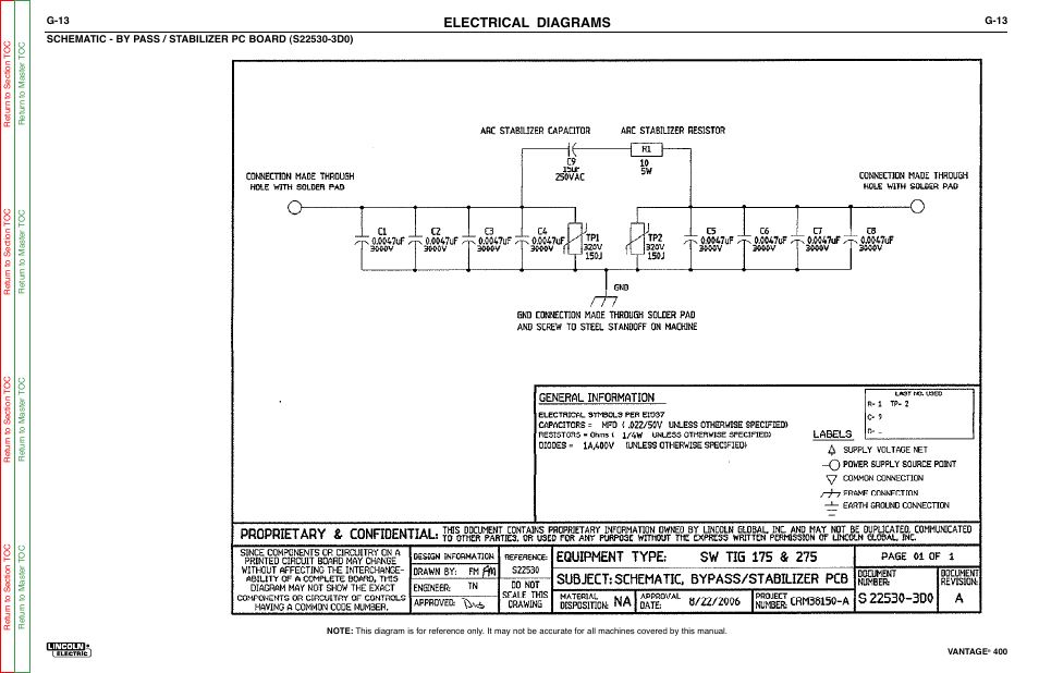 Electrical diagrams, G-13 | Lincoln Electric VANTAGE 400 User Manual | Page 165 / 166