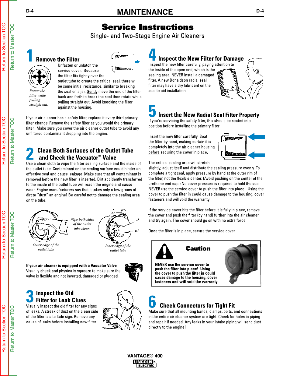 Maintenance | Lincoln Electric VANTAGE 400 User Manual | Page 36 / 166