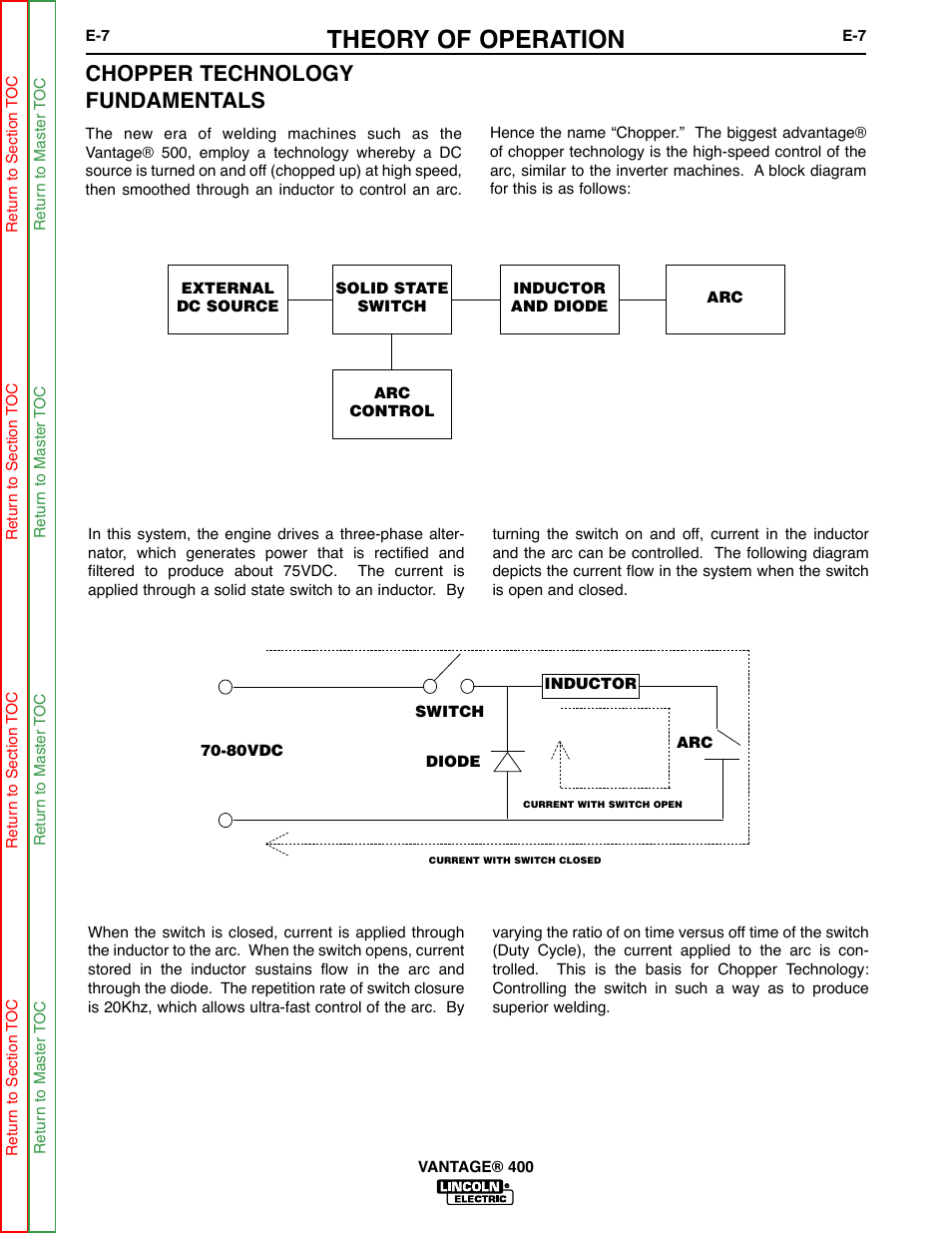 Chopper technology, Theory of operation, Chopper technology fundamentals | Lincoln Electric VANTAGE 400 User Manual | Page 47 / 166