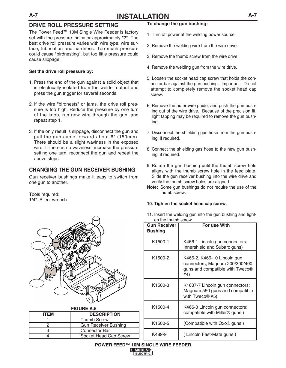 Installation | Lincoln Electric POWER FEED IM915 User Manual | Page 15 / 72