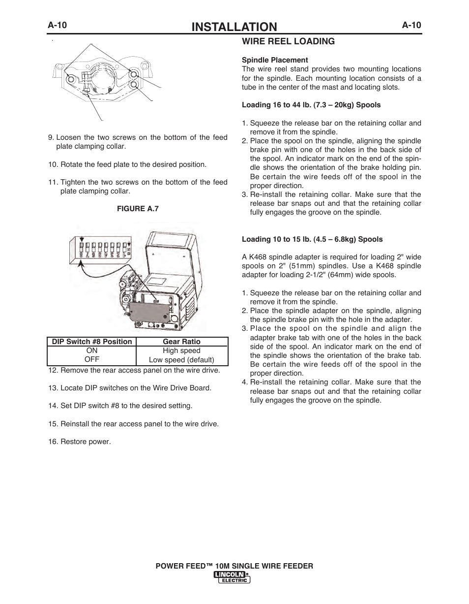 Installation | Lincoln Electric POWER FEED IM915 User Manual | Page 18 / 72