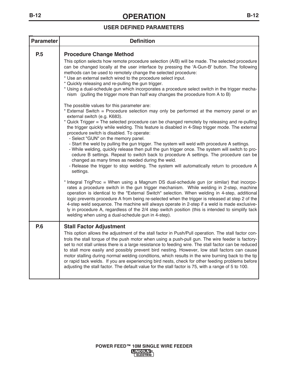 Operation | Lincoln Electric POWER FEED IM915 User Manual | Page 34 / 72