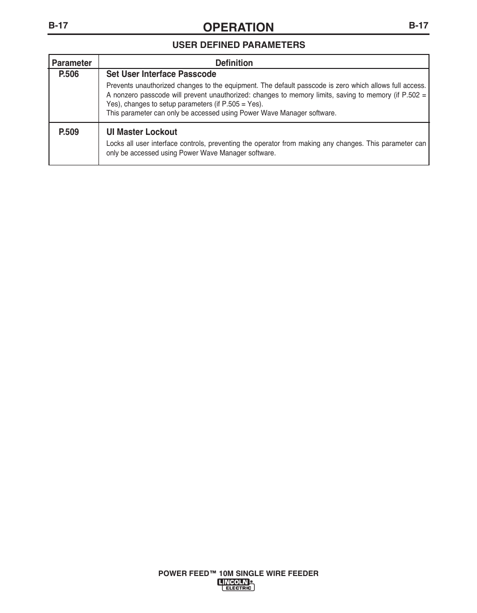 Operation | Lincoln Electric POWER FEED IM915 User Manual | Page 39 / 72