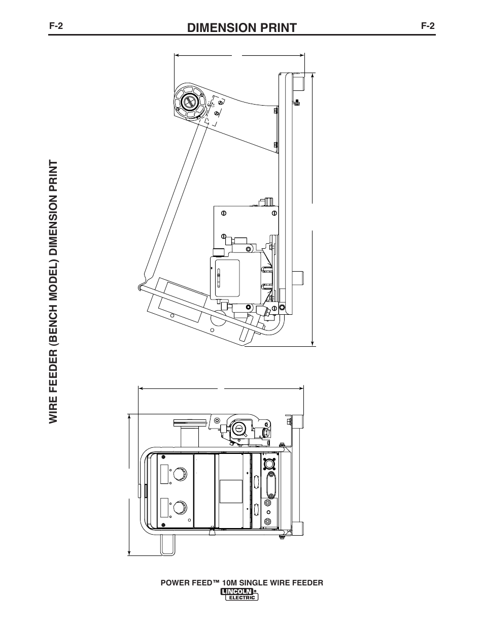 Dimension print, Wire feeder (bench model) dimension print | Lincoln Electric POWER FEED IM915 User Manual | Page 67 / 72