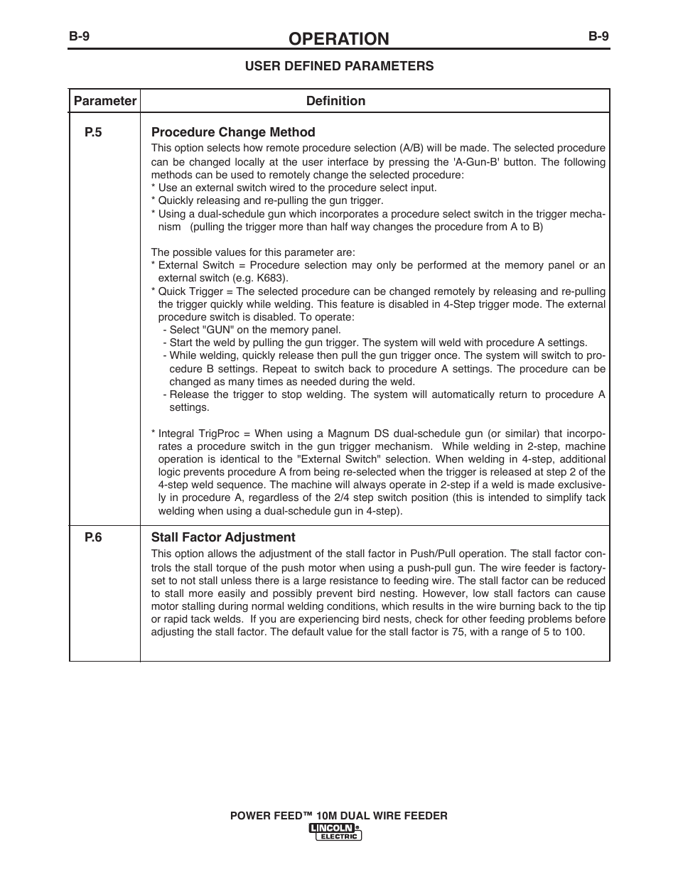 Operation | Lincoln Electric POWER FEED IM916 User Manual | Page 27 / 68