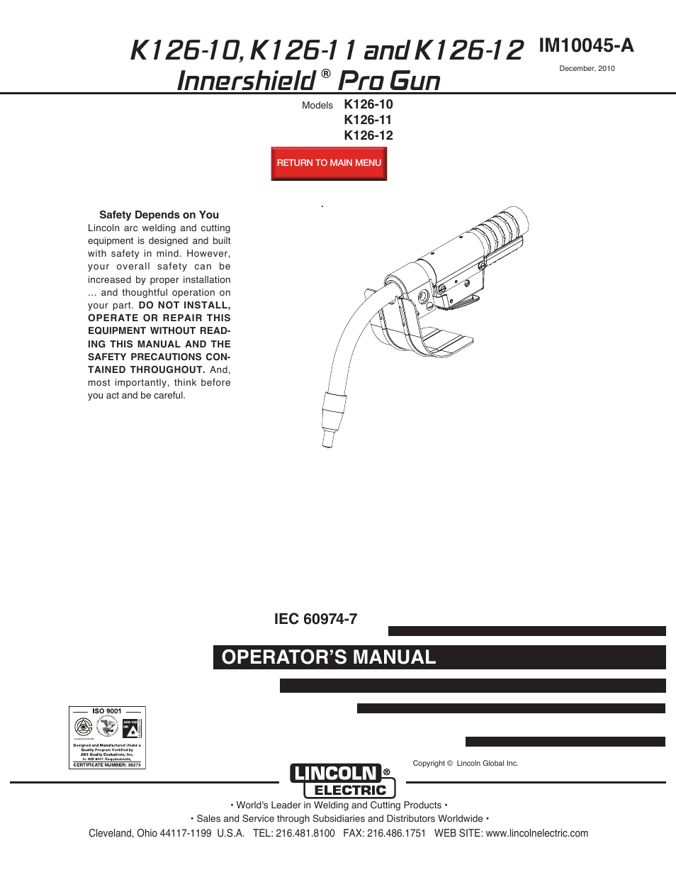 Lincoln Electric INNERSHIELD PRO K126-12 User Manual | 27 pages