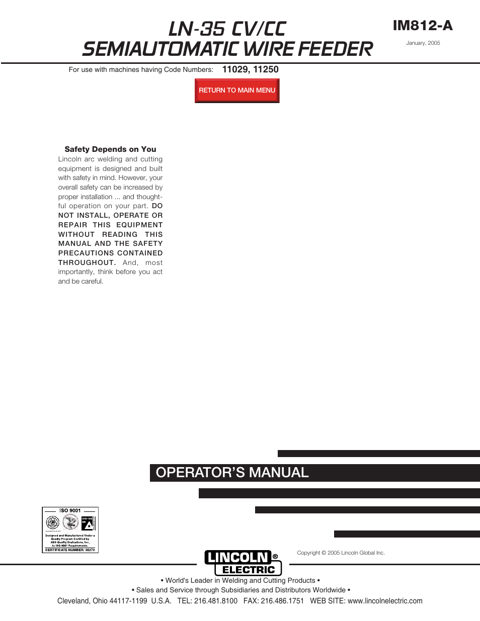 Lincoln Electric IM812-A User Manual | 28 pages