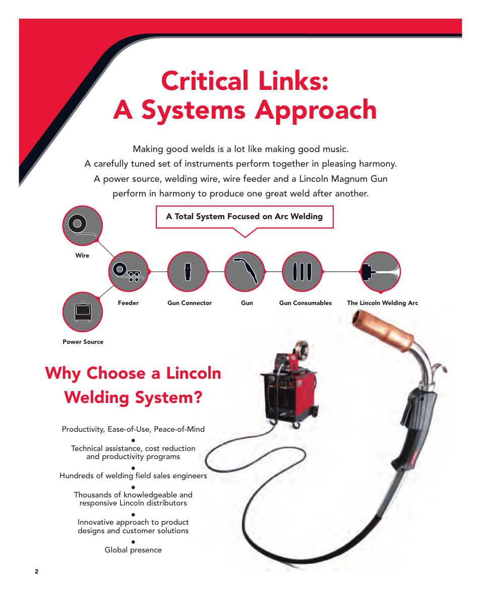 Critical links: a systems approach, Why choose a lincoln welding system | Lincoln Electric Magnum User Manual | Page 2 / 52