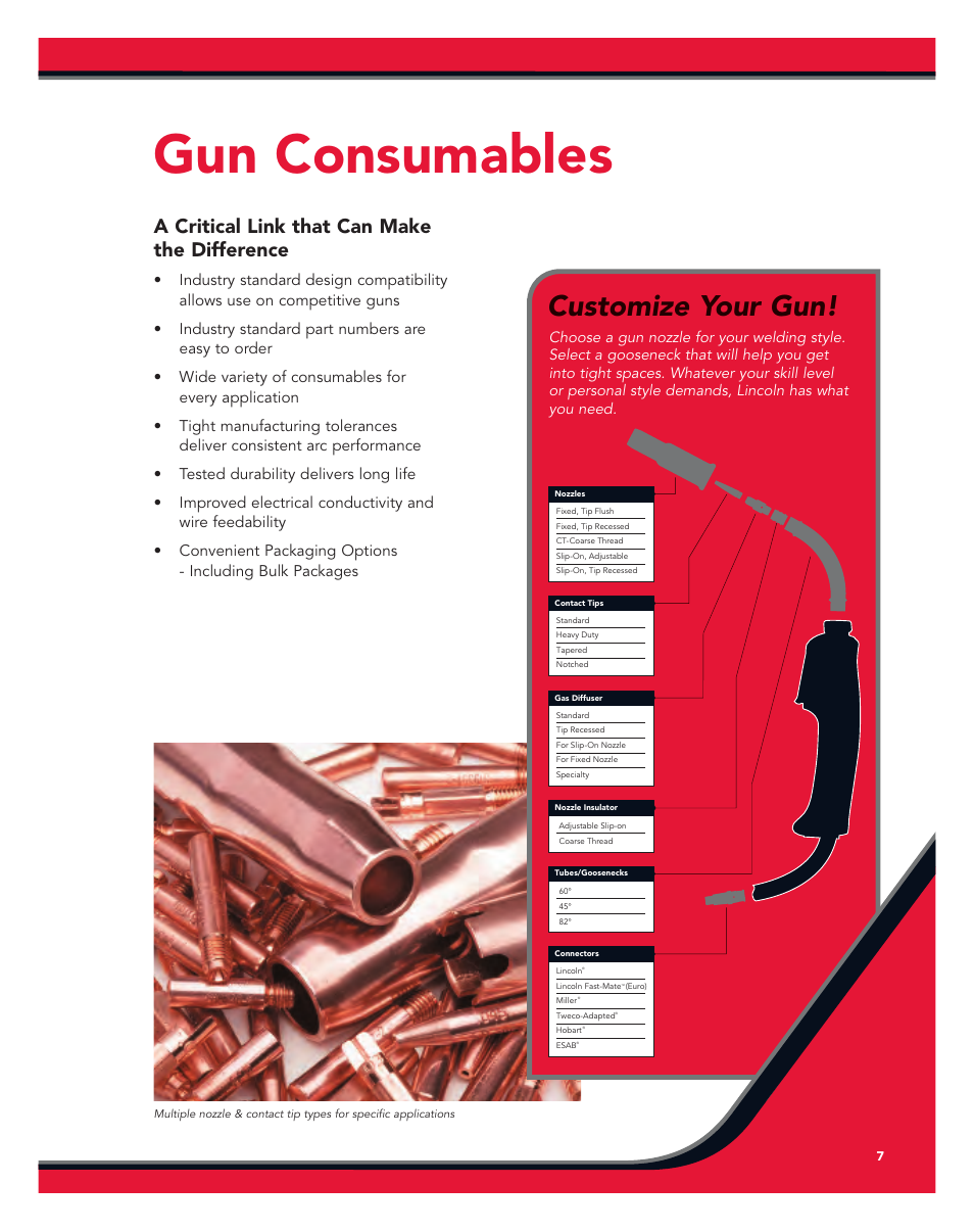 Gun consumables, Customize your gun, A critical link that can make the difference | Lincoln Electric Magnum User Manual | Page 7 / 52