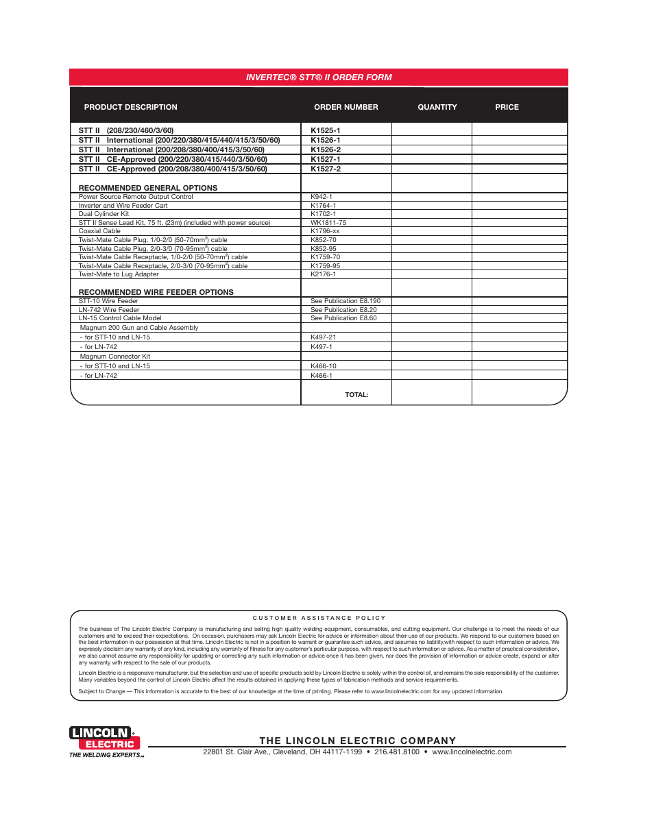 Lincoln Electric Invertec STT II User Manual | Page 8 / 8