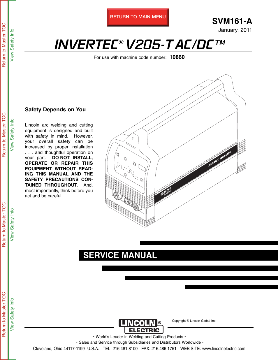 Lincoln Electric INVERTEC SVM161-A User Manual | 112 pages