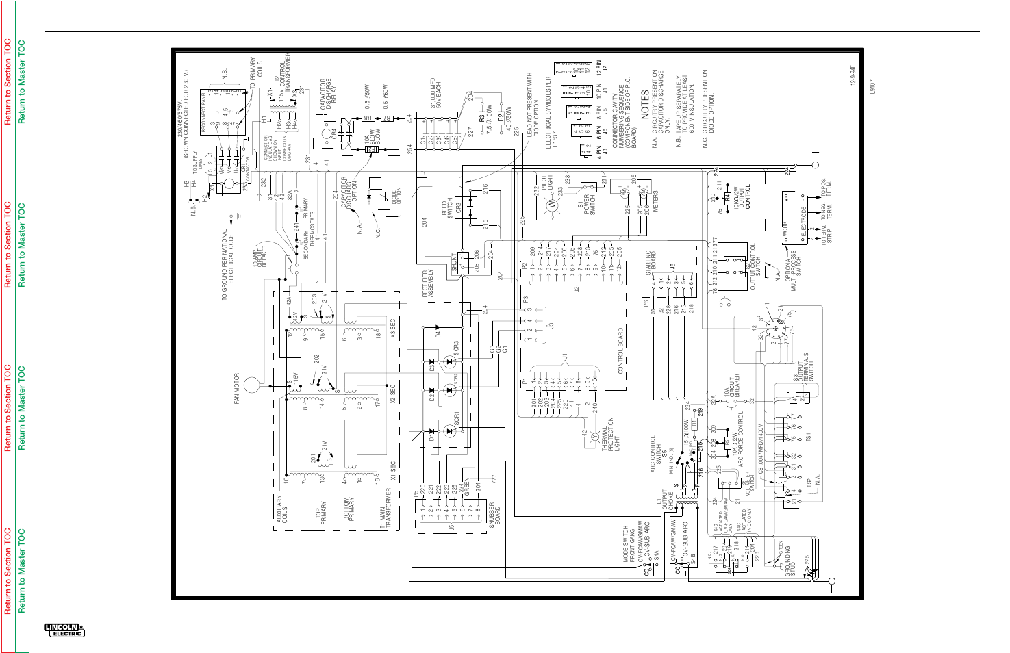 Electrical diagrams, Wiring diagram (code 9850), Idealarc dc400 | Lincoln Electric IDEALARC SVM 122-A User Manual | Page 110 / 116