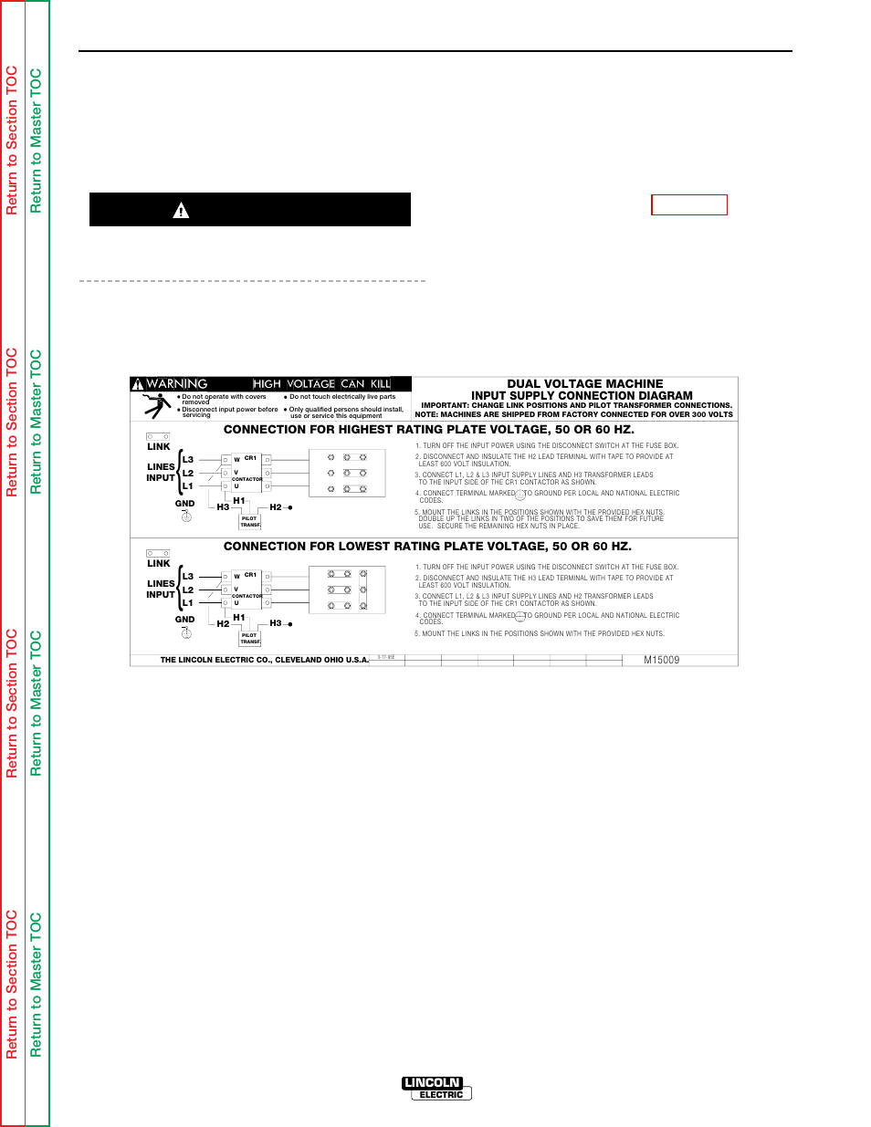 Installation, Reconnect procedure, Caution | Lincoln Electric IDEALARC SVM 122-A User Manual | Page 12 / 116