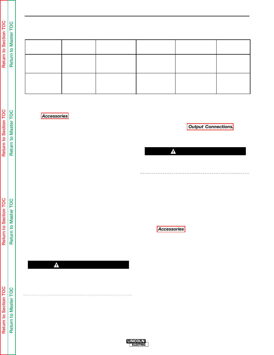 Terminals marked “+” and “-”. see table a.1 for r, Installation, Warning | Wire feeder connections | Lincoln Electric IDEALARC SVM 122-A User Manual | Page 14 / 116