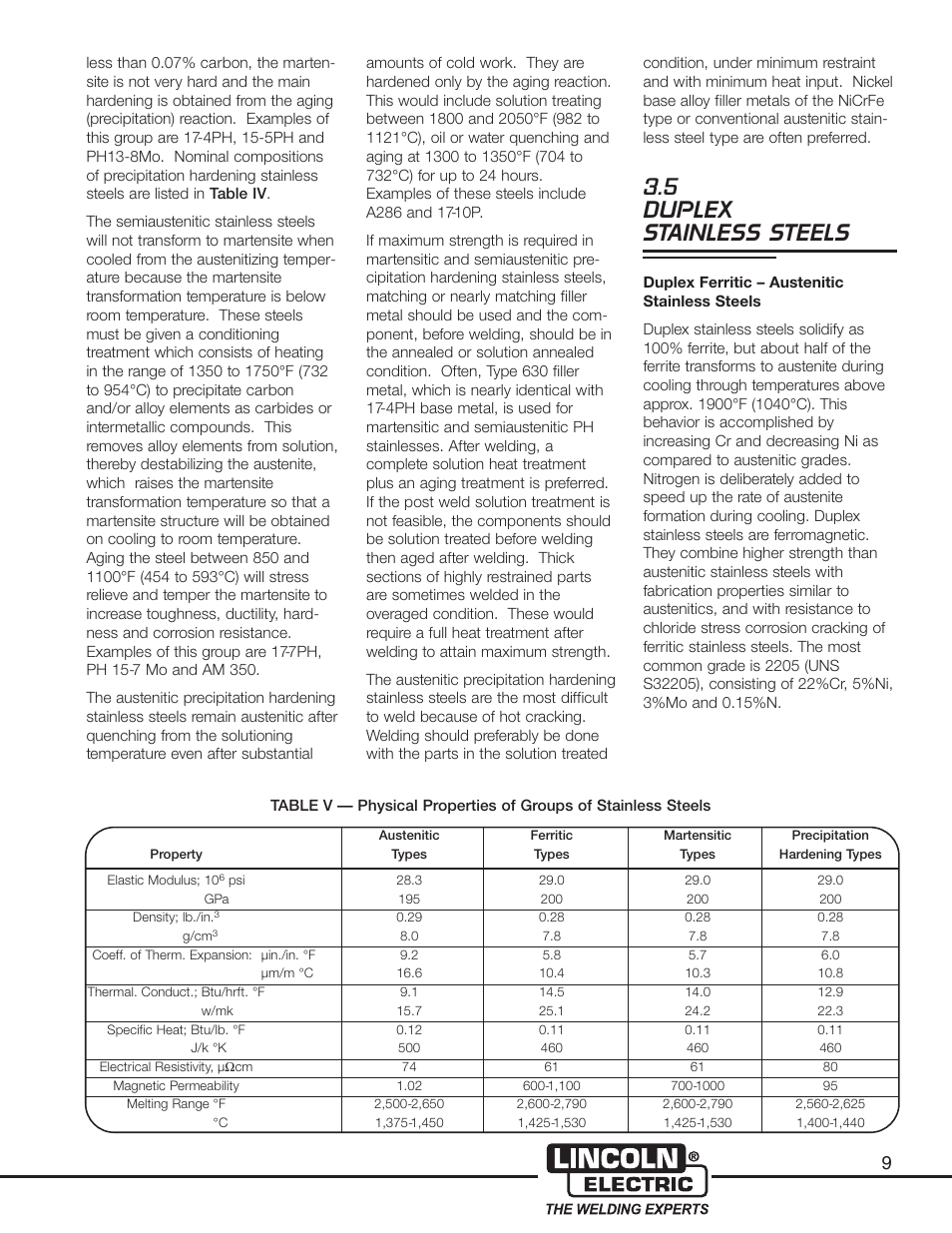 5 duplex stainless steels | Lincoln Electric Welder User Manual | Page 11 / 40