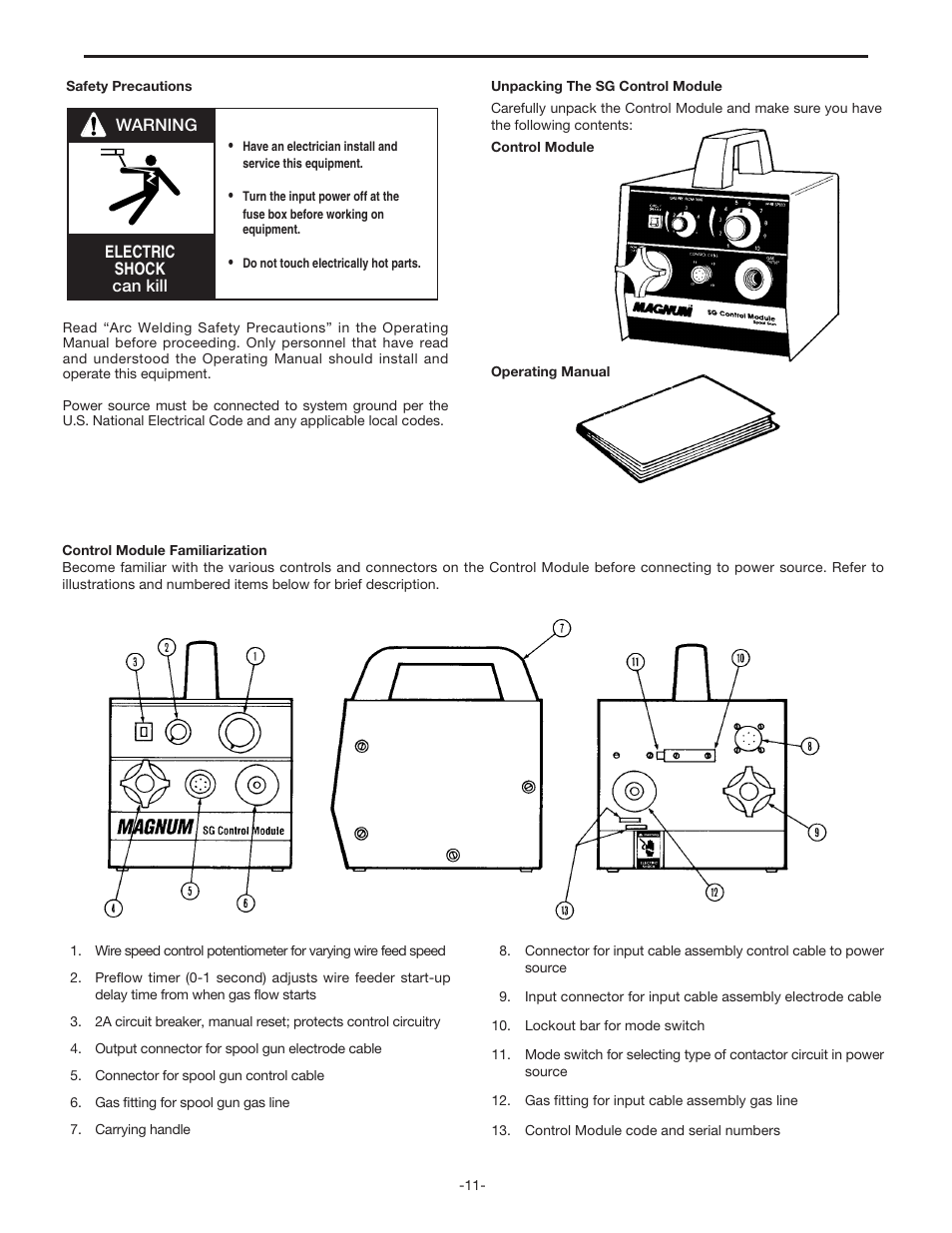 Installation | Lincoln Electric MAGNUM SG CONTROL MODULE IM398 User Manual | Page 11 / 22