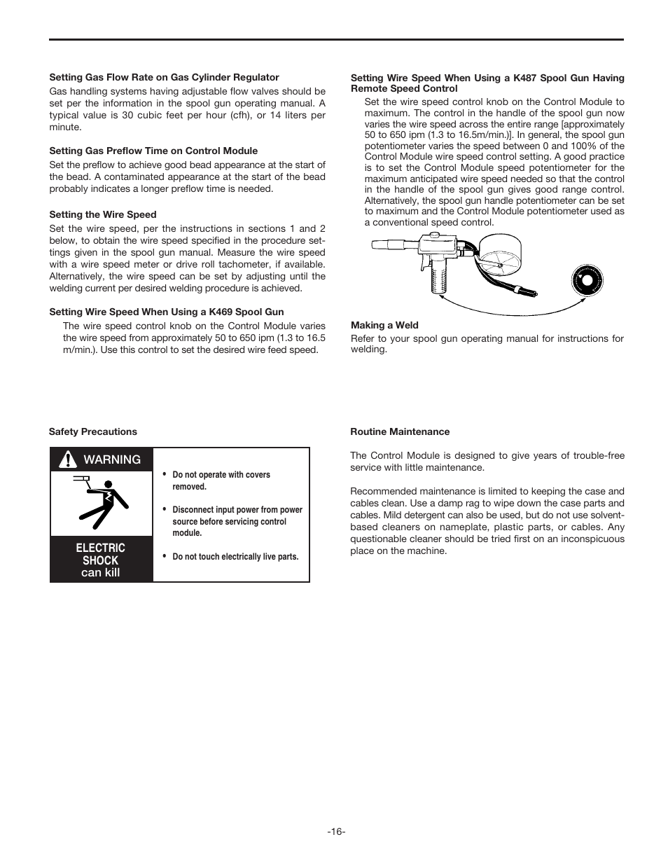 Operation maintenance | Lincoln Electric MAGNUM SG CONTROL MODULE IM398 User Manual | Page 16 / 22