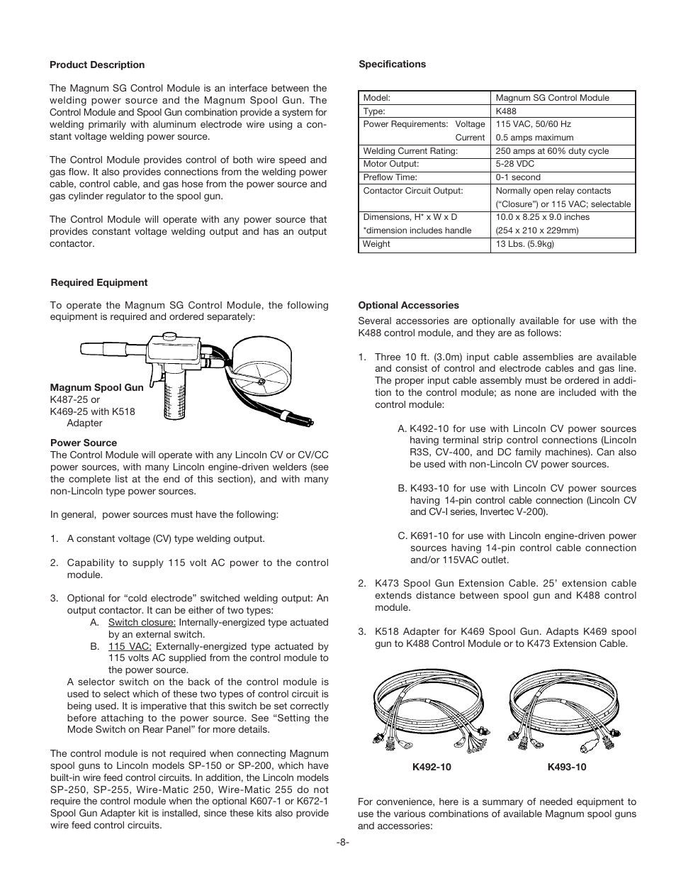 Lincoln Electric MAGNUM SG CONTROL MODULE IM398 User Manual | Page 8 / 22