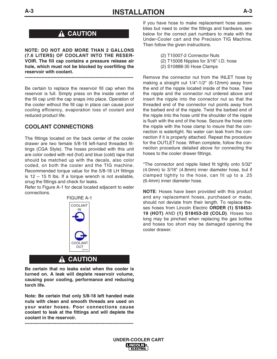 Installation, Caution | Lincoln Electric IM723-A User Manual | Page 10 / 29